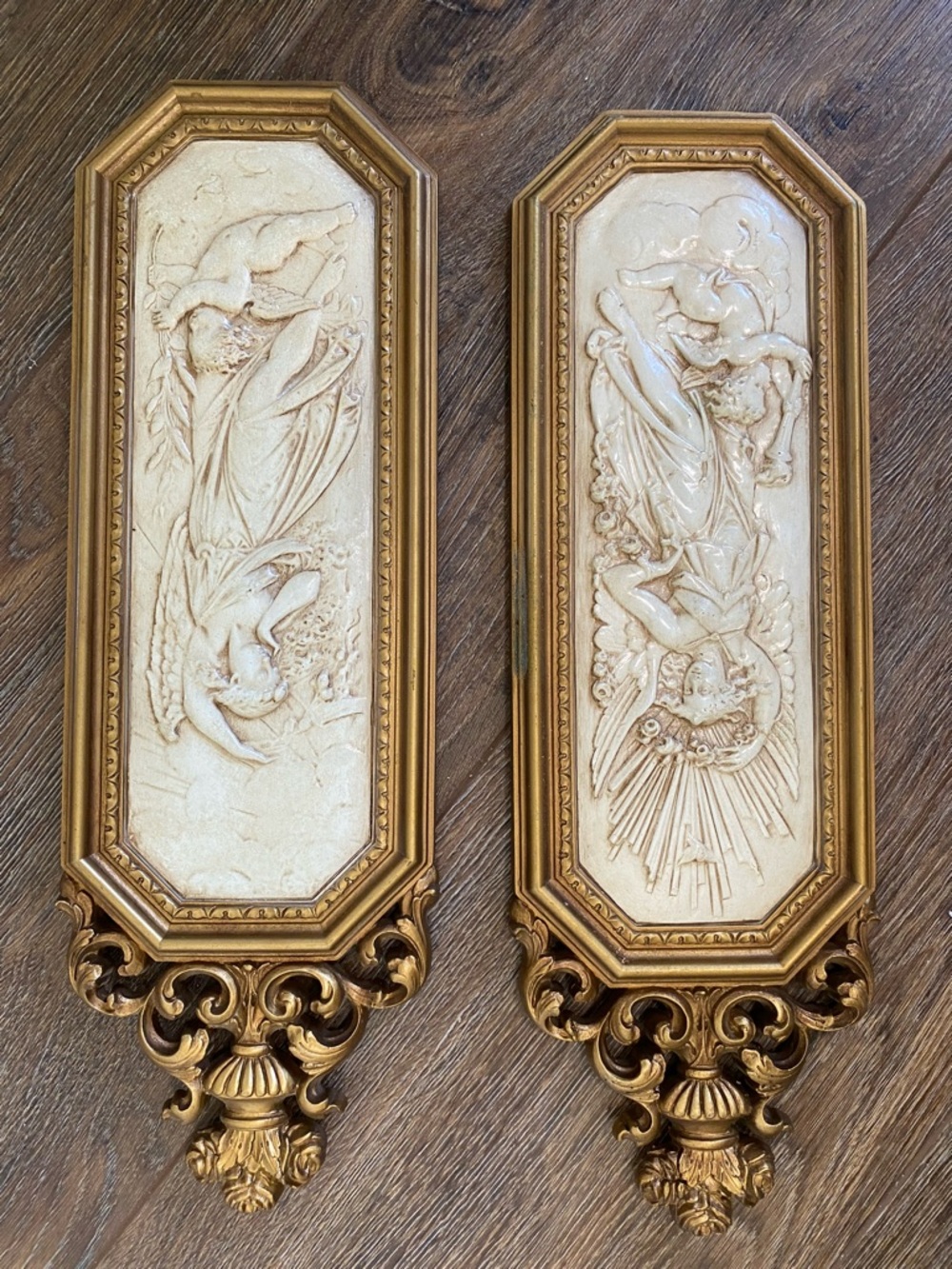 Gold Framed Angel Relief Wall Plaque - Elegant Home Wall Decor
